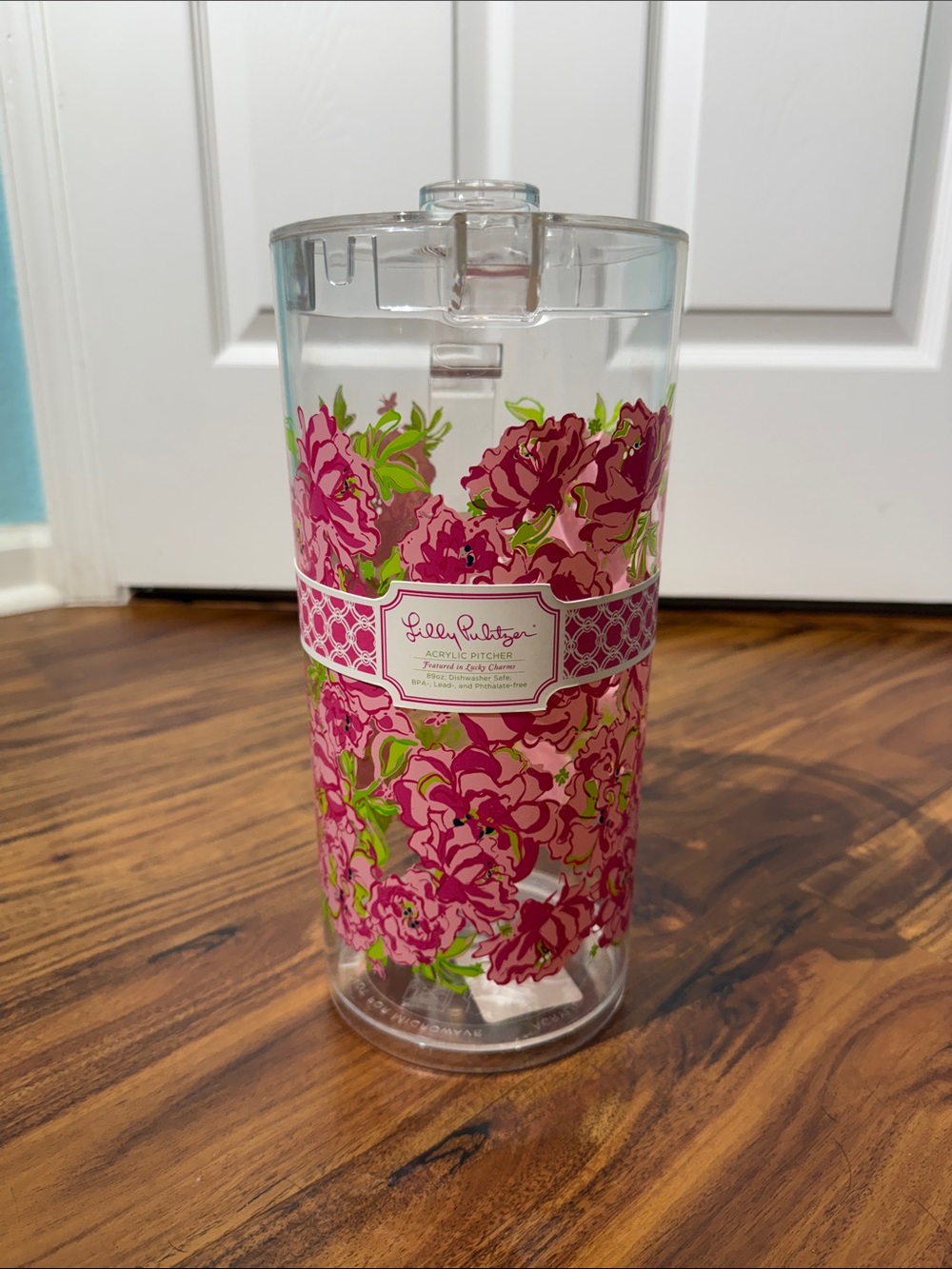 Lilly Pulitzer Pink & Green Floral Acrylic Pitcher with Lid